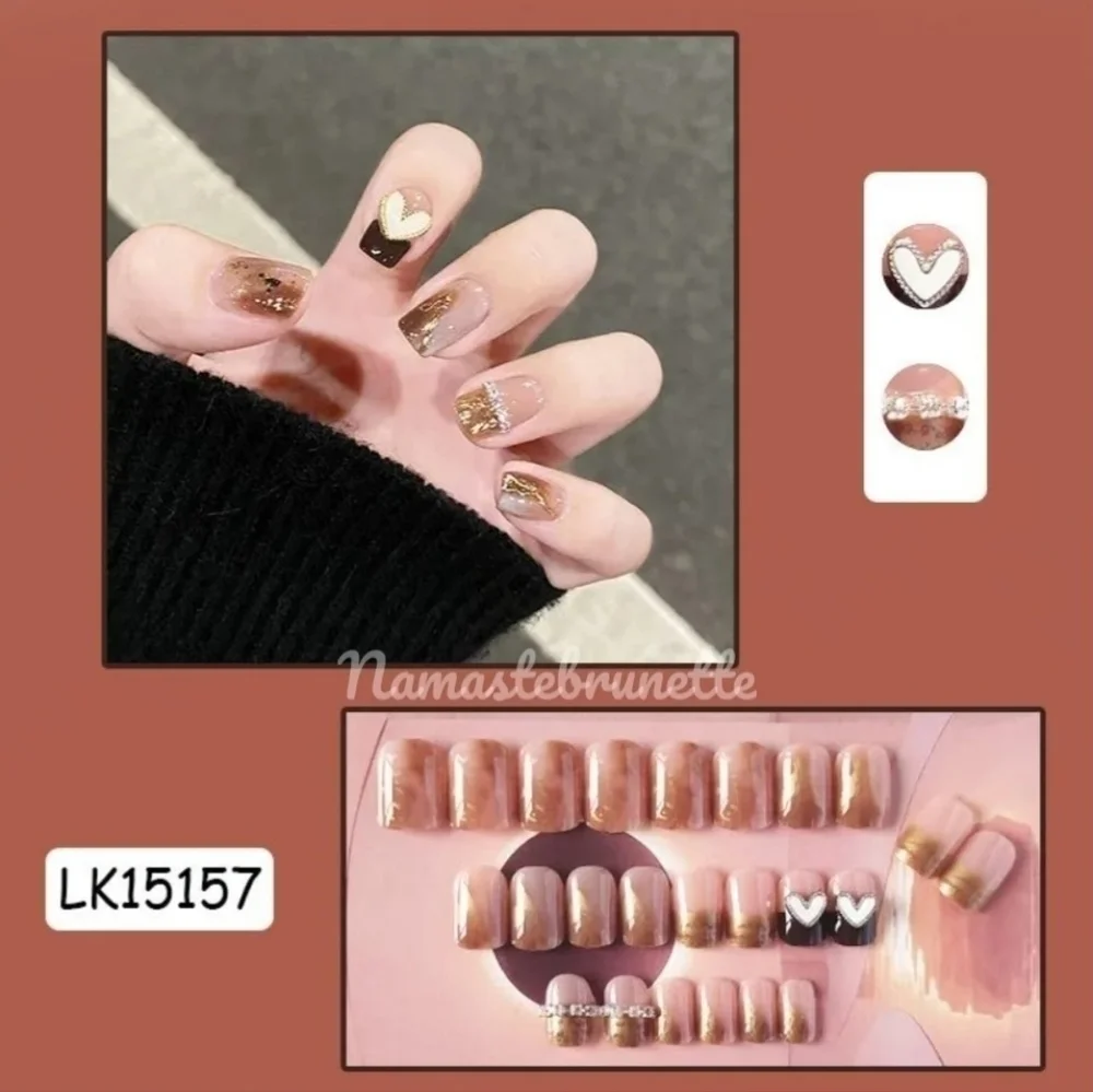 2/$16 Heart Rhinestone Press On Nails